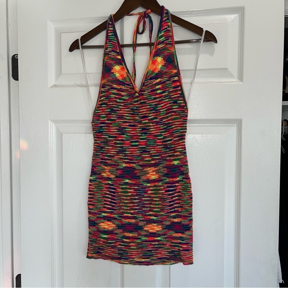 Princess Polly Adele Halter Mini Dress Rainbow Knit Women's size 4 - Picture 5 of 7